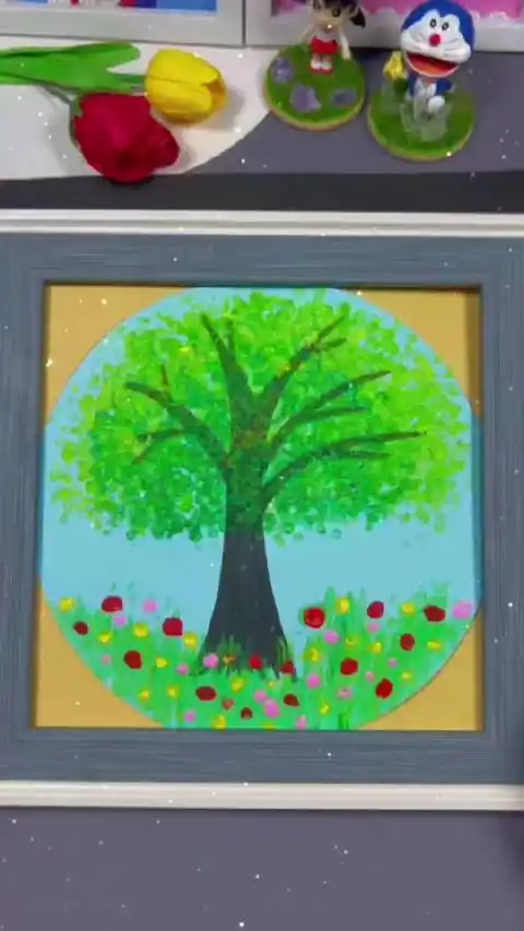 用水果网套画大树_亲子手工 _手工diy _创意美术 _想画就画 _幼