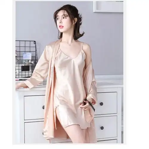 夏季情侣睡衣冰丝吊带睡裙可爱男女性感薄款睡袍情趣套装春秋新款