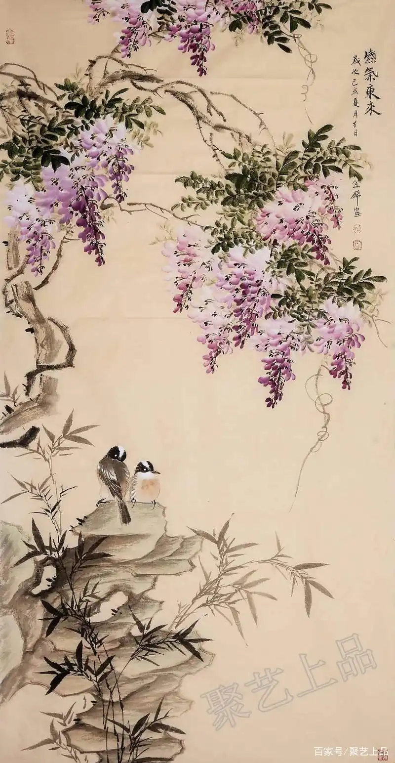 紫藤花国画赏析:恬静优雅,从容内敛