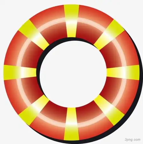 对称风格矢量圆形泳圈png素材透明免抠图片-卡通手绘