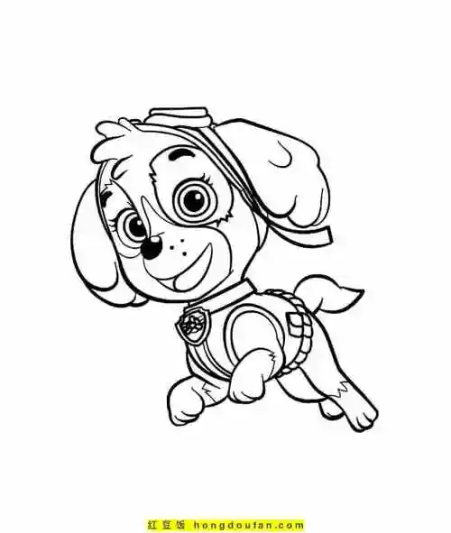 《汪汪特工队》最棒的小狗涂色图片-红豆饭小学生简笔画大全