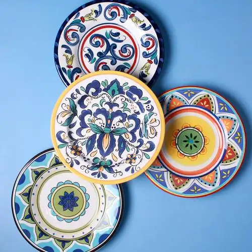 居沐风创意手绘餐具家用西餐牛排盘菜盘水果沙拉个性组合装饰盘子