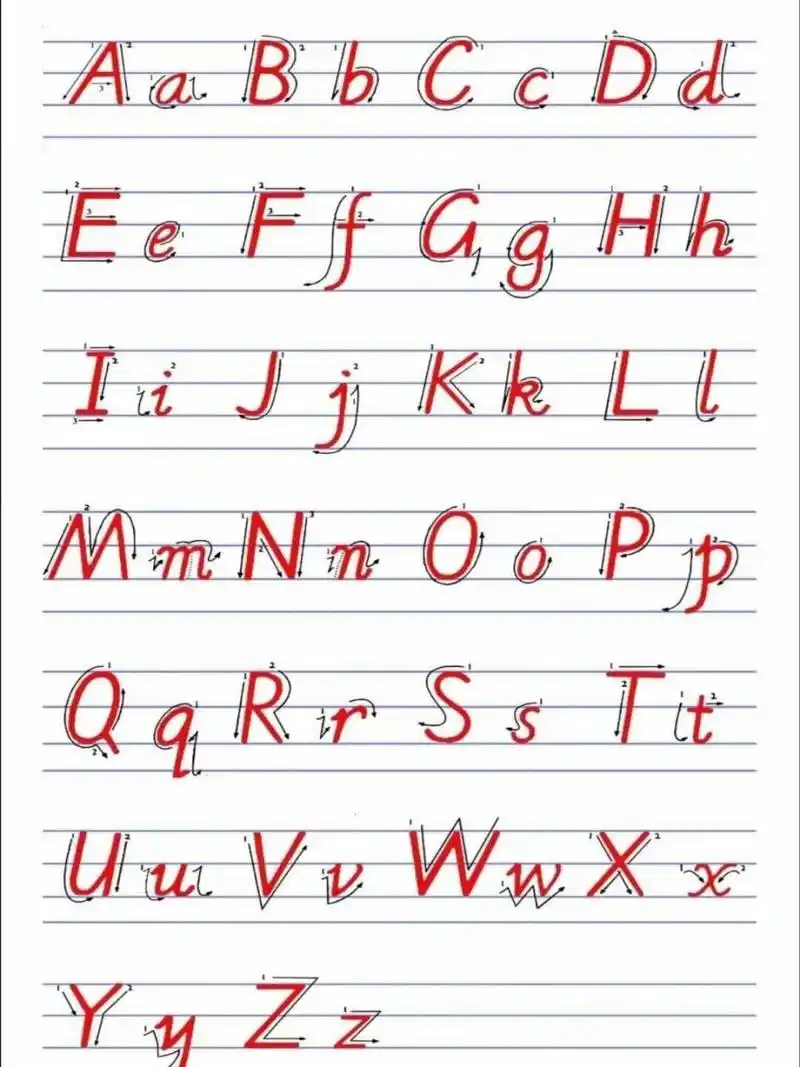 三年级必学手写体26字母 26字母手写体占格 包括写法都在这里了 拿去