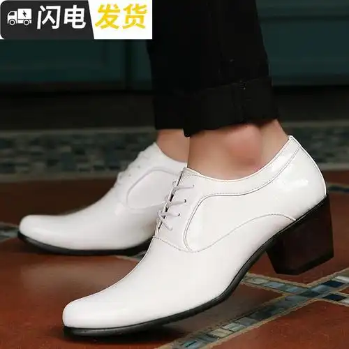 男士尖头高跟鞋尖头韩版英伦休闲内增高8cm皮鞋时尚个性潮男鞋子启如