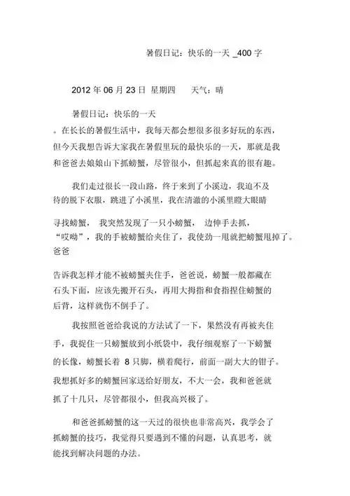 暑假日记快乐的一天