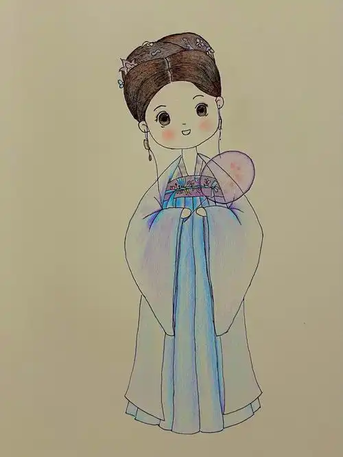 彩铅古代美女彩铅画之十二