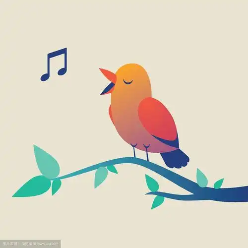 可爱的小鸟在树枝上唱歌
