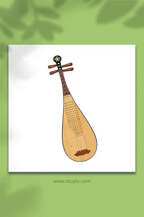 手绘卡通琵琶乐器元素插画