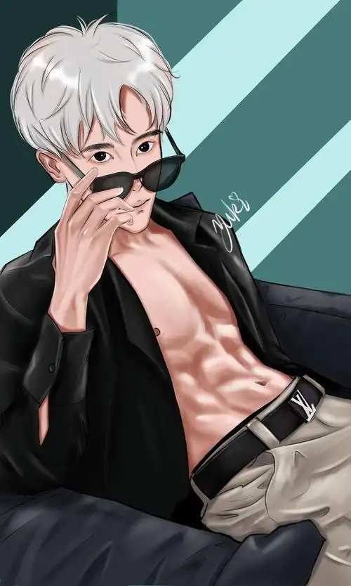 手绘插画腹肌小哥哥系列