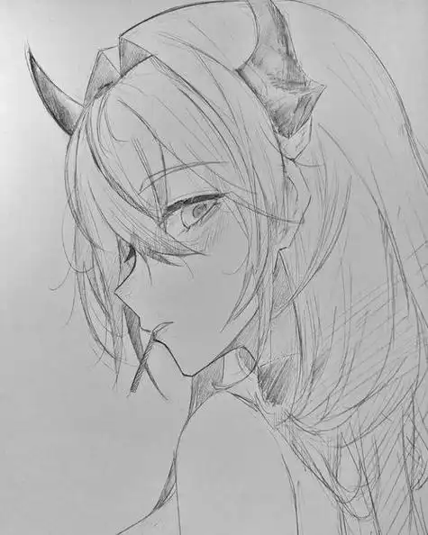 二次元动漫人物铅笔线稿合集人物黑白动漫素材插画绘画线稿手绘女生