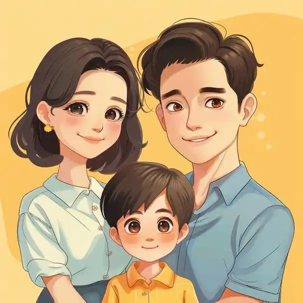 亲子头像|一家三口亲子照