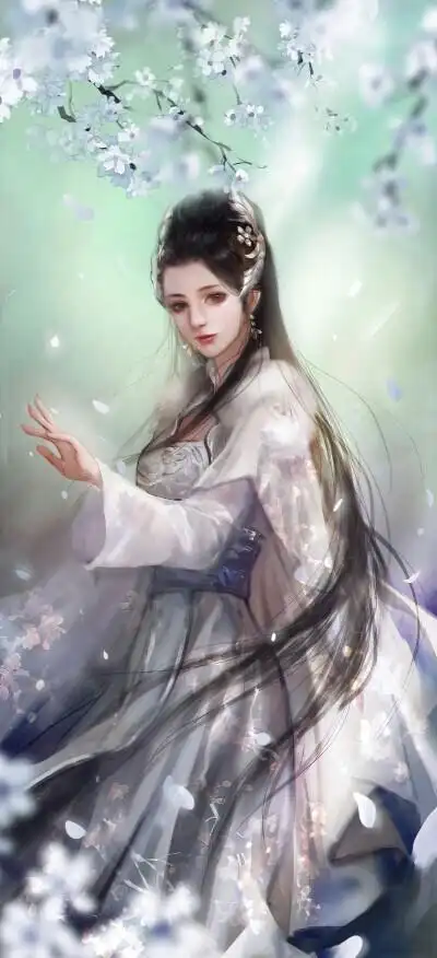 手绘古装美女黑白