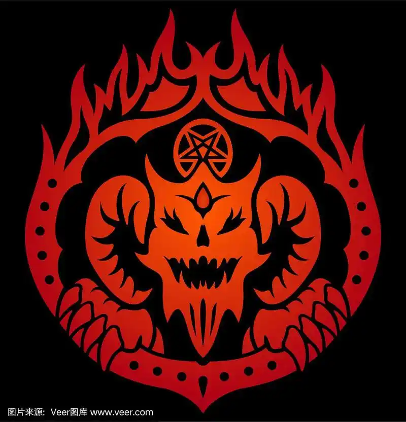 火圈中有魔鬼的红色标志
