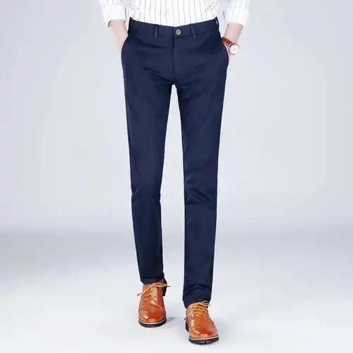 2018春季新款男士纯棉商务休闲小直筒修身男裤商务休闲裤
