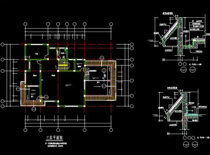 分享| 北美风情小别墅设计cad建筑施工图_石材