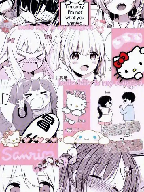 动漫粉色拼接壁纸