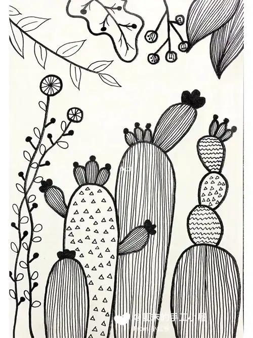 创意儿童画  #儿童画  #线描  #儿童创意美术  #线描画  #黑白线描