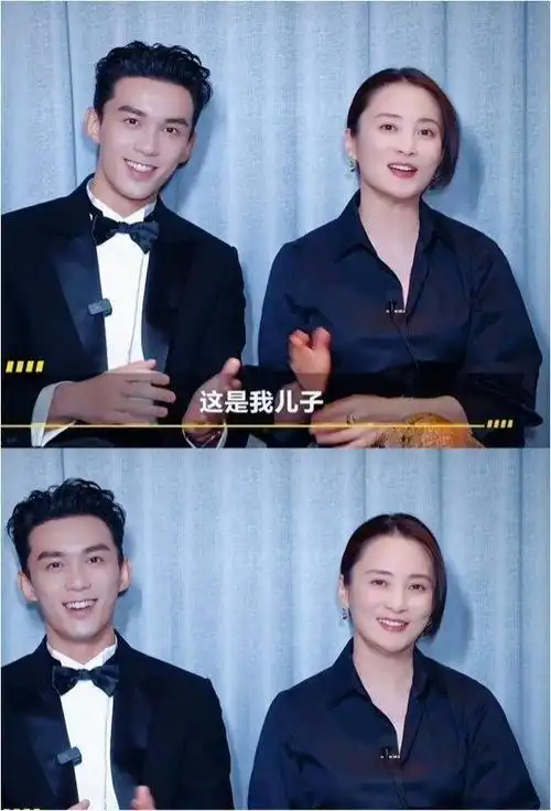 戏外,她与扮演她儿子的吴磊同框,一个帅气逼人的硬汉,一个岁月静好