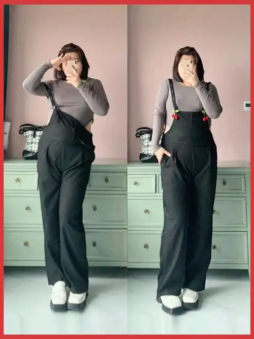 180斤胖mm大码穿搭丨超显瘦背带裤02高个子