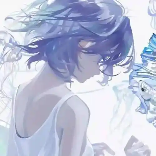 动漫女头蓝色系手绘女生头像壁纸