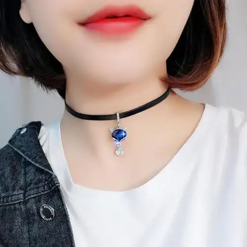 性感狐狸吊坠锁骨链女颈链choker脖子项链女短款颈带简约气质脖链狐狸