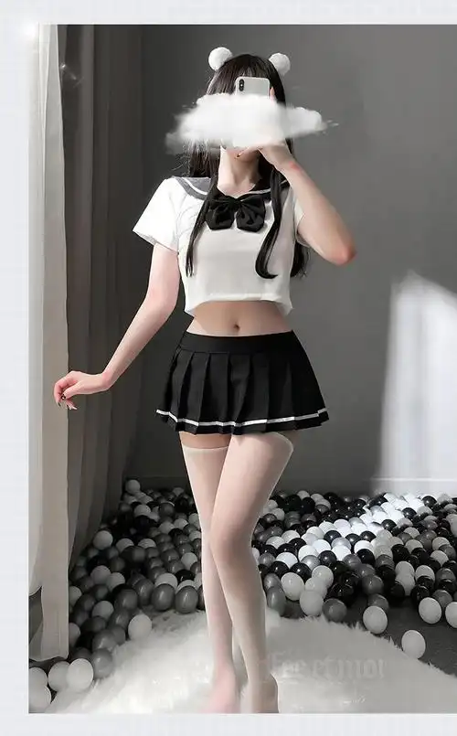 水手服情趣女性感水手学生装小胸jk制服百褶裙软妹可爱套装 黑白