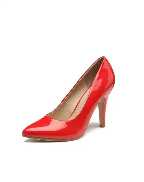 红色高跟浅口单鞋