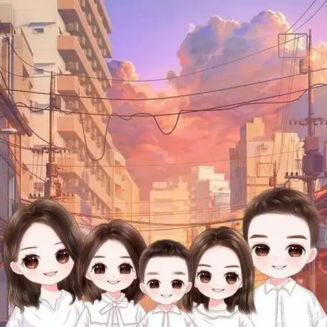 一家五口头像设计全家福合照图片幸福的样子真好