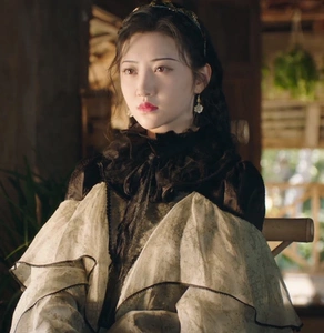 司藤景甜同款荷叶边网纱拼接连衣裙长款气质蝴蝶结设计感蓬蓬裙潮