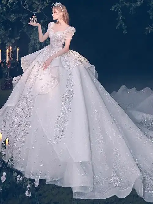 婚纱主婚新款2021高端主纱礼服气质出租大拖尾婚纱