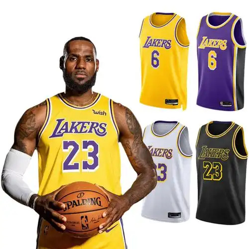 湖人队詹姆斯6号23号新赛季球衣套装75周年复古城市版男女篮球服