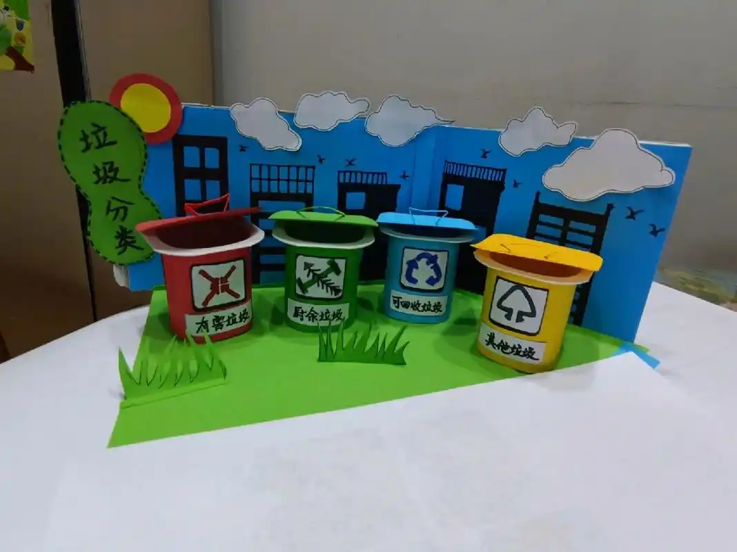 垃圾分类环保小制作 暑假作业,环保小手工,步骤如图所示,参考室内设计