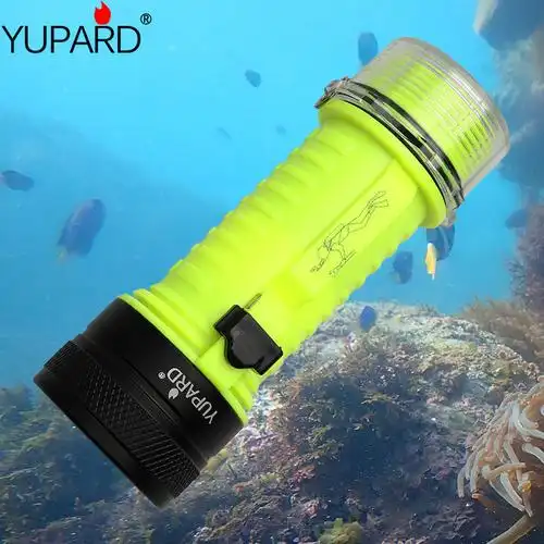 白光黄光双光源p50潜水水下防水夜潜充电远射应急野营强光手电筒