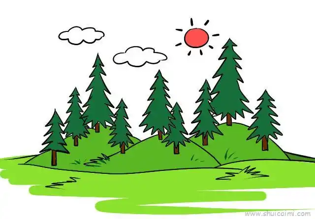 树林儿童画怎么画 树林简笔画图片