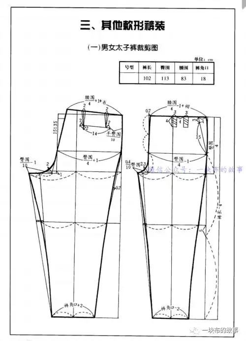 实用男女裤子裁剪图