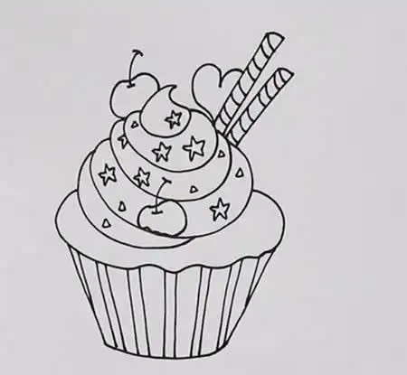 甜品彩色画法可爱甜品图解简笔画