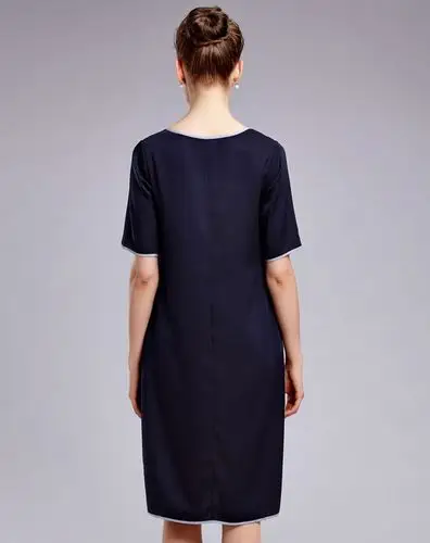 (特惠)女款深藏青色真丝连衣裙