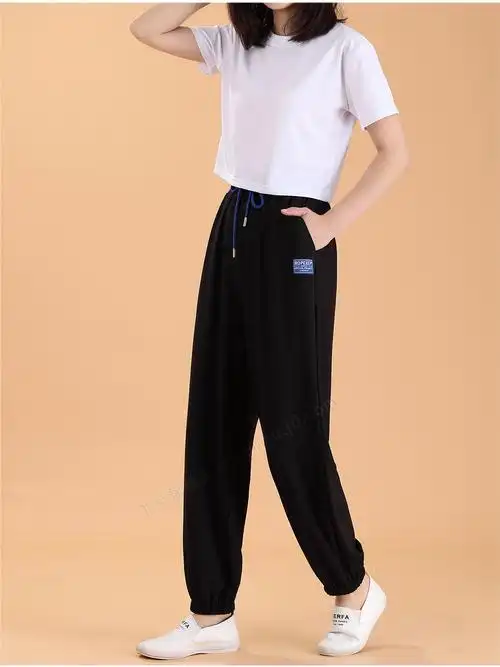 琢蔲3616春夏新款休闲裤女式运动裤夏季薄款束脚裤灯笼裤时尚女装中