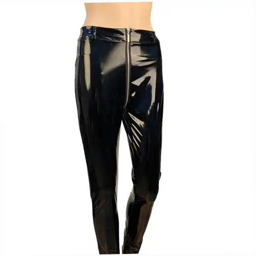 性感街头女孩漆皮紧身裤彩皮裤拉链裆裤夜店舞台欧美演出服钢管舞