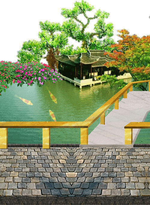 可作音画素材的亭水桥栏动态美景 - 红嘴绿鹦哥 - 精品采撷苑