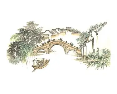 水墨江南水乡江南风景房子素材水墨风格eps素材江南水乡水墨插画黑色