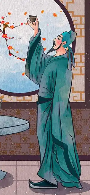 喝酒古人饮酒古风插画