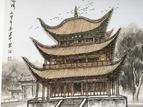 神州宏韵,郑建中中国画古建筑国画集