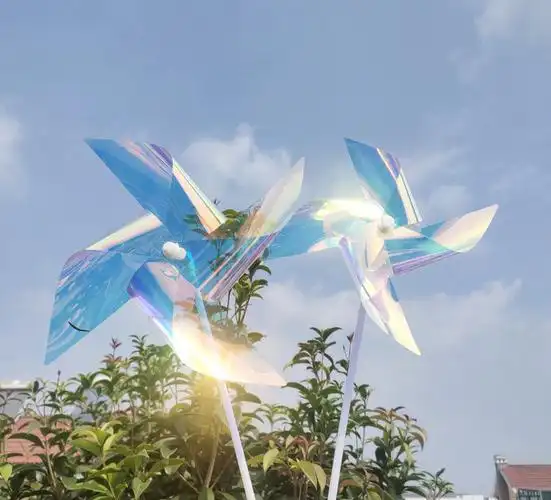 透明风车工具炫彩透明四叶四角风车楼盘七彩装饰拍摄道具大号diy