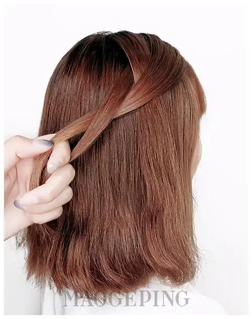 适合齐肩发妹子的半扎发,五分钟搞定