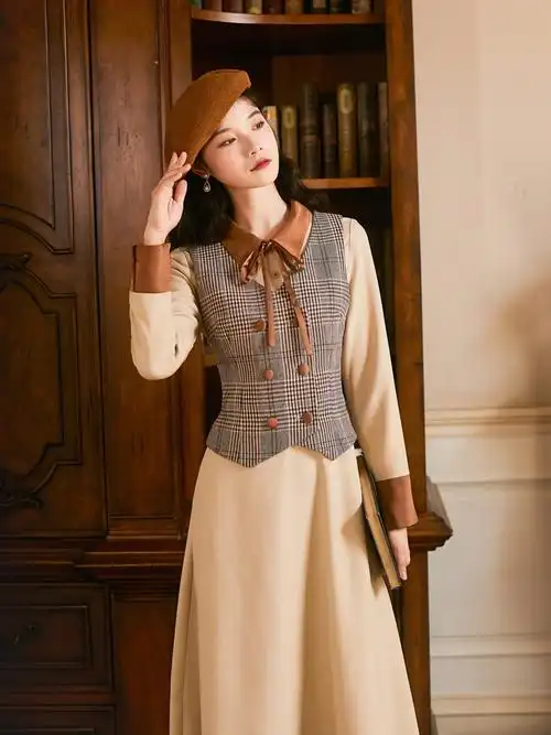 文艺女装森系复古英伦风裙子套装连衣裙民国国风连衣裙