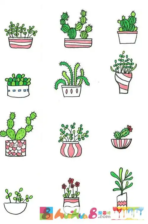 盆栽植物简笔画 盆栽植物简笔画图片大全