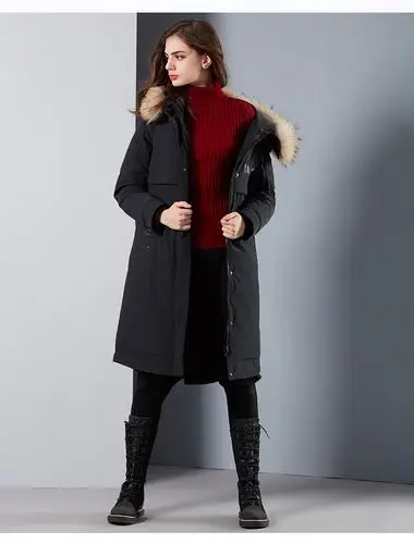 坦博尔羽绒服女士中长毛领派克时尚女外套 tb18666【价格 图片 品牌