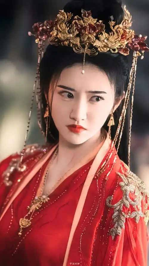 景甜薄纱刺绣婚服##景甜素冠霞帔妆造