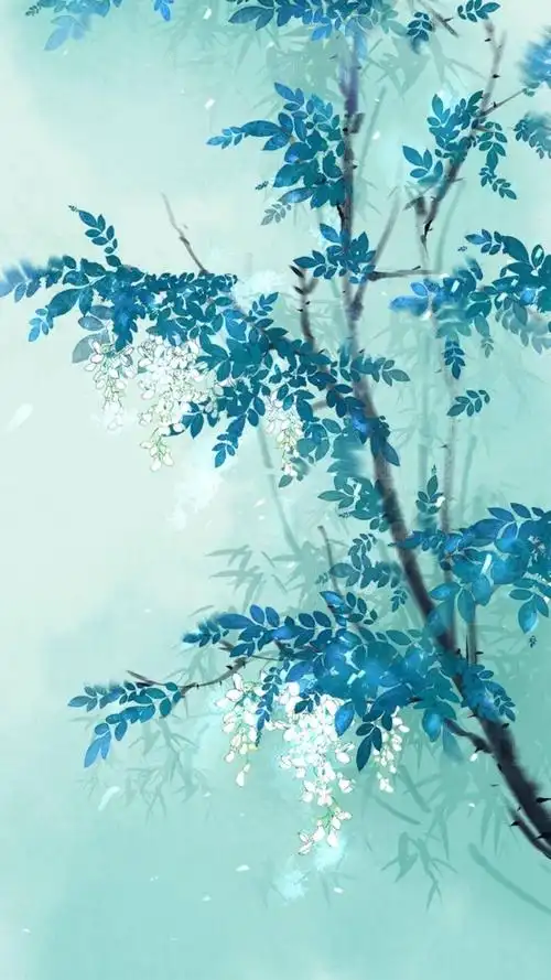 唯美古风植物插画,高清图片,手机锁屏桌面-壁纸族